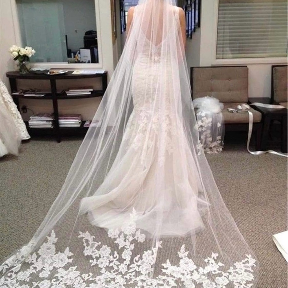 NEW Cathedral Wedding Veil Long Bridal Lace Veil Tulle Hair Accessories